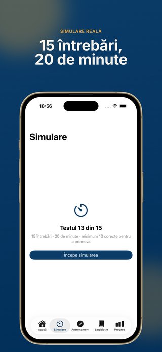 Simulare reală a testului 13 din 15, cronometrată